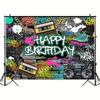 1 Stück 7x5ft Graffiti 80er 90er Hintergrund - Urban Retro Geburtstagsfeier Dekoration für Hip Hop Rock Thema - Kuchen Tisch Banner & Foto Booth Requisiten