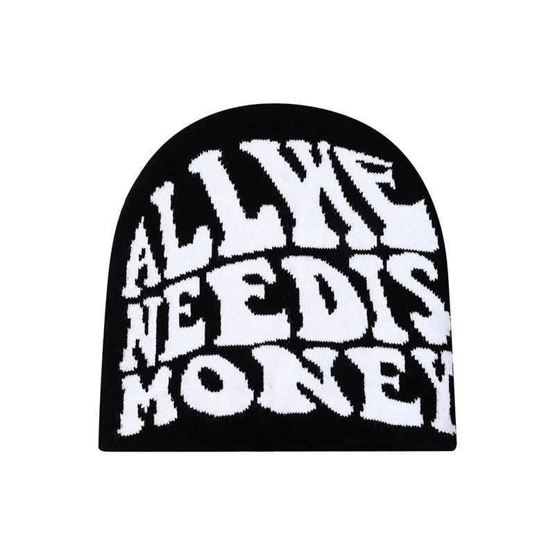 Custom Logo Jacquard Pattern Knit Beanie Unisex Two-Tone Letter Design 3D Embroidery Bulk Common 100% Polyester for Business