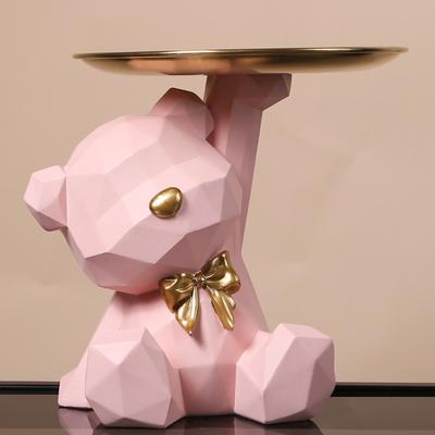 Encantadora Estatua de Oso Geométrico Bandeja Grande de Suelo Adorno Decoración Nórdica para el Hogar Decoración Animal Decorativa para Mesa de Salón Escultura de Decoración para Habitación