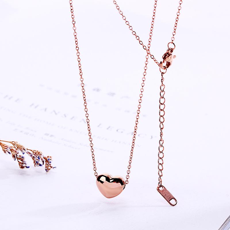 Korean Version of The Glossy Love Titanium Steel Clavicle Chain Pendant Necklace