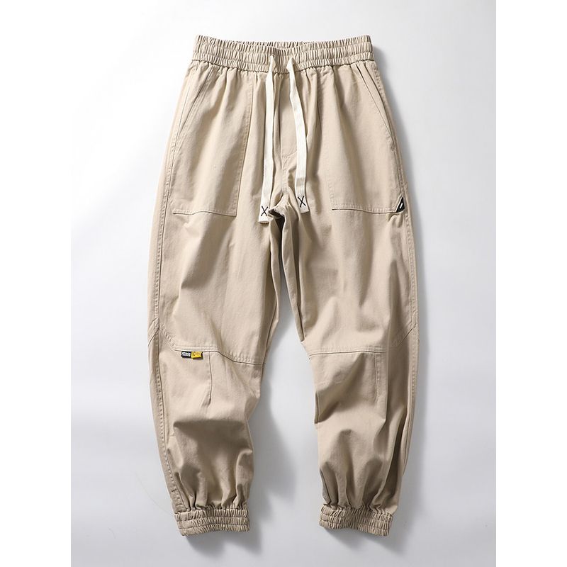 Trendy Retro Pure Cotton Jogger Pants Autumn Straight Cargo Pants