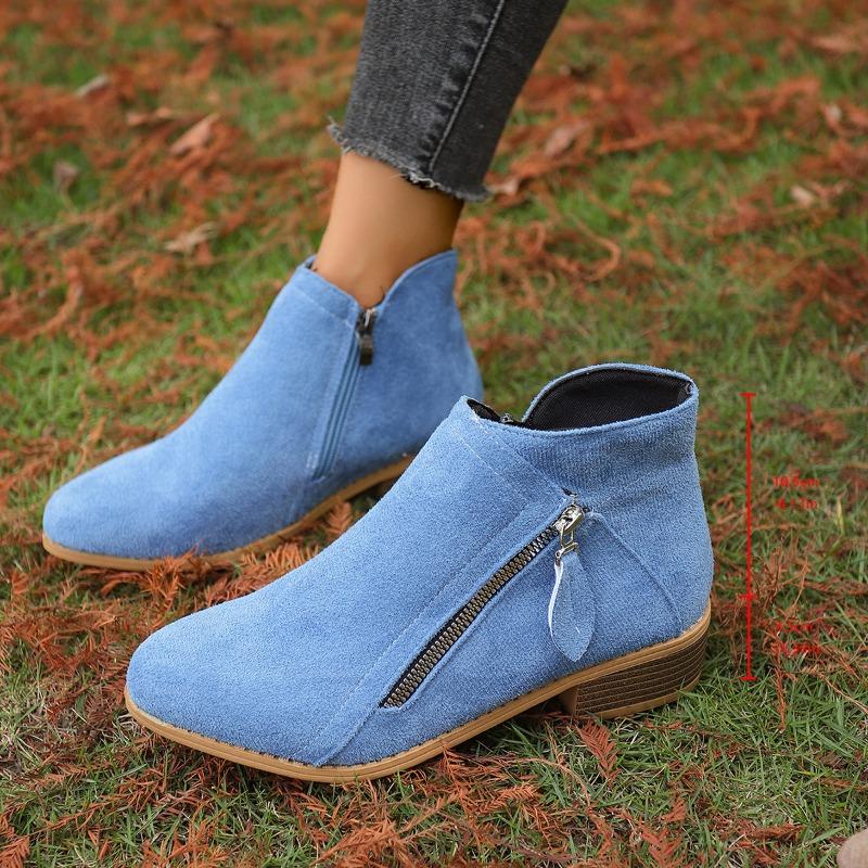 Women's Fall/Winter New Pointed Block Heel Side Zip Large Size Doc Martens