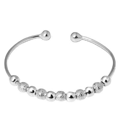 Nine Running Beads Bracelet, White Copper Plated Silver Bracelet, Women's Running Beads Bracelet, Jewelry Accessories