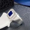 Men's Blue Crystal CZ Stone Ring Luxury Silver Color Engagement Ring Classic Wedding Party Jewelry Valentine's Day Gift