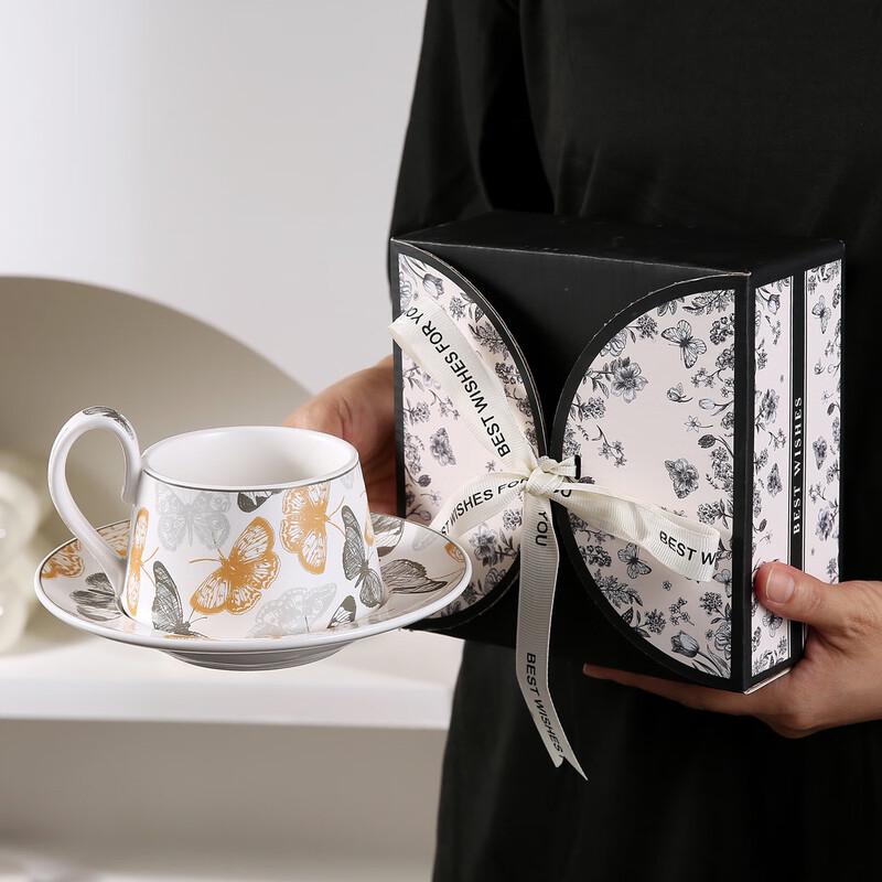 Retro Ceramiczny Zestaw Filiżanki do Kawy i Spodka