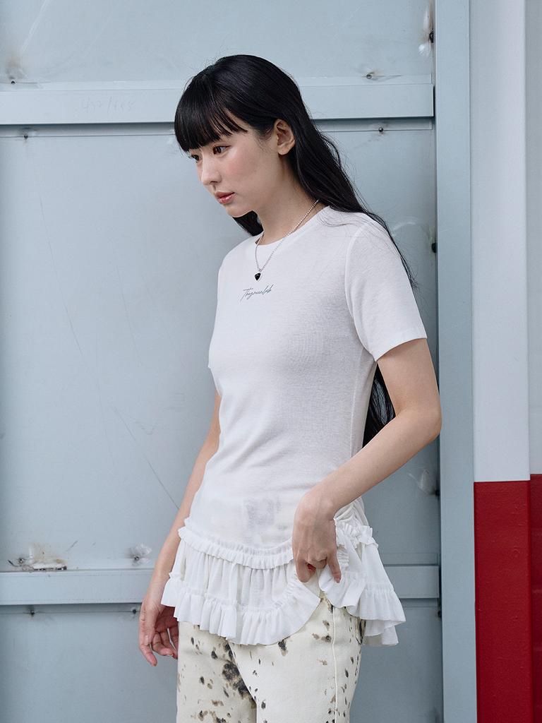 THE GREEN LAB Tiered Short Sleeve T-Shirt [Ivory]