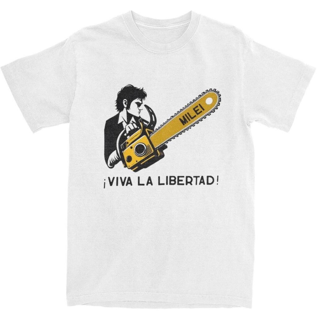 Javier Milei Chainsaw T Shirt Viva La Libertad Fashion T Shirts Short-Sleeved Y2K Fun Tops Summer Cotton O Neck 4XL 5XL Top Tees