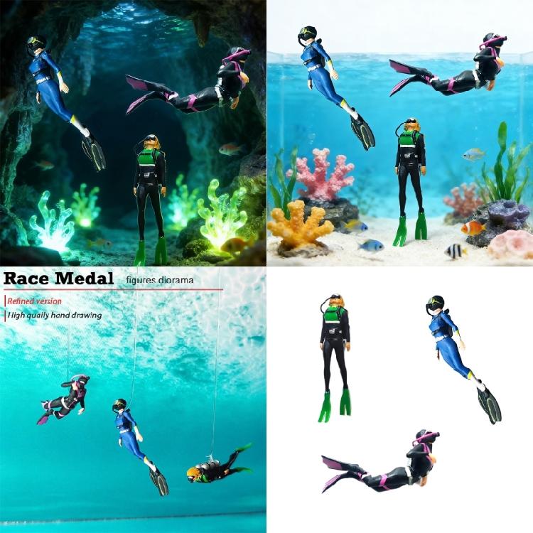 Miniature Sea Diver Resin Figurine 1:64 Scale Diving Figure Model Collectible For Dioramas Layout Display And Decors