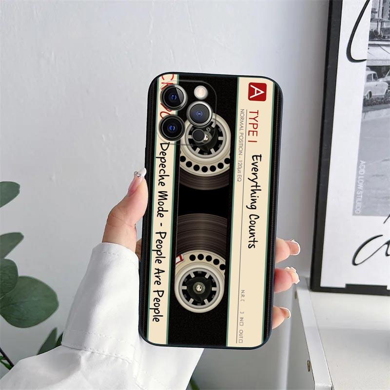 Vintage Music Tapes Cassette Phone Case for iPhone 11 15 Pro Max Case Coque 14 Plus 13 Pro 12 X XS XR 7 8 SE 2020 TPU Soft Cover