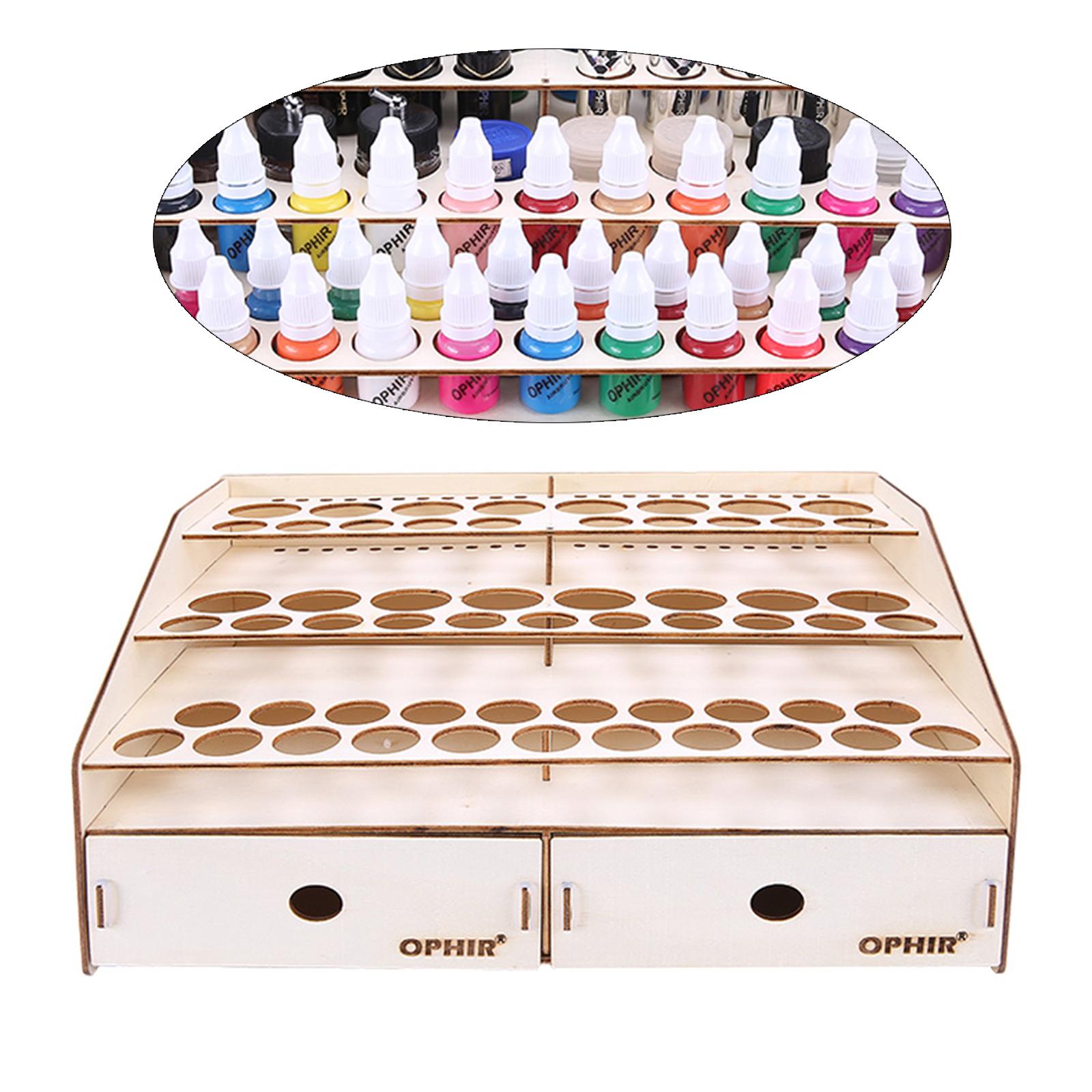 

80-Hole Artist Paint Brush Holder with 2 Drawers, Wooden Acrylic Paint Organizer Rack , Modern Poplar Wood Art Supply Organizer