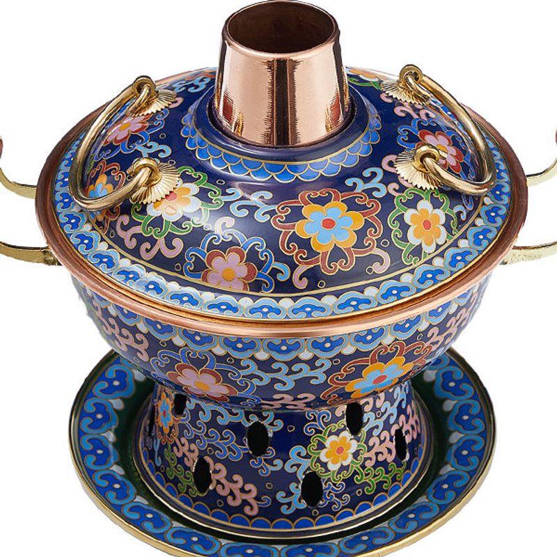 Qiu Qiao 20cm Cloisonné Copper Hot Pot
