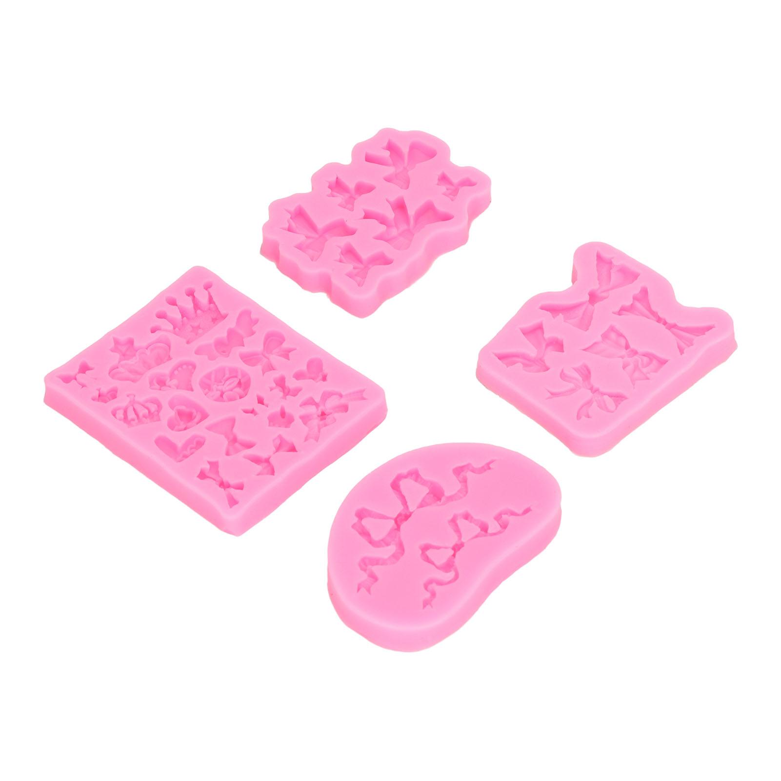 

4 шт. силиконовые формы в виде банта, в виде короны, прочные пищевые антипригарные формы для помадки для торта