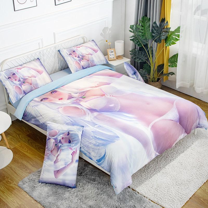 Customized Sexy Anime Pattern Duvet Cover Set Single/twin Size Bedding Set Anime Cartoon Print Quilt Cover Set 3pcs