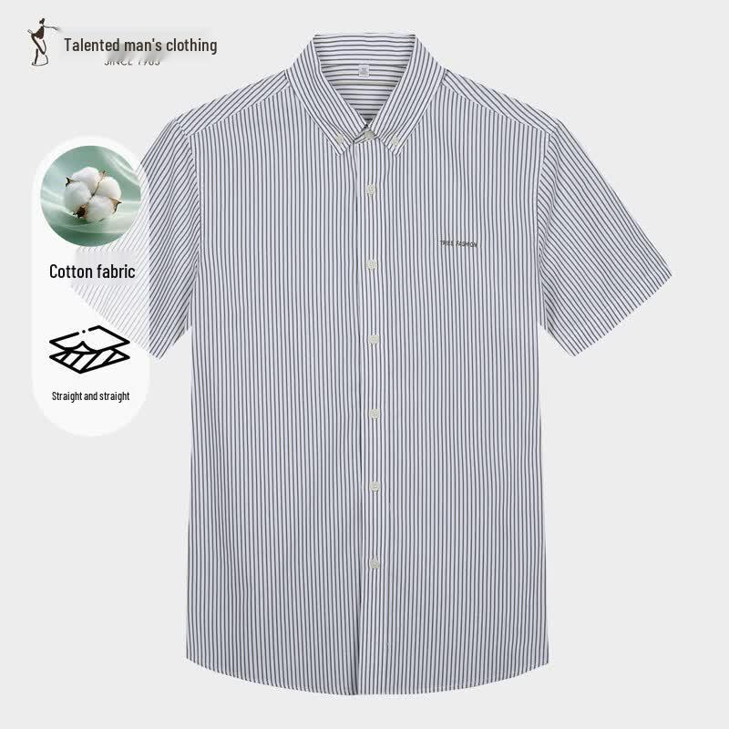 Men s Vertical Stripe Short Sleeve Casual Shirt 3XL