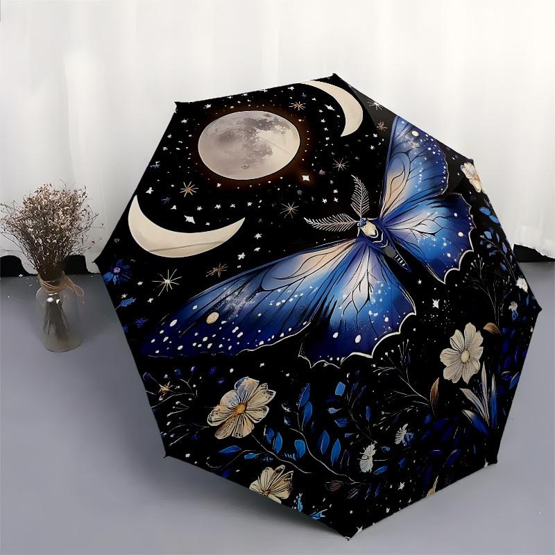 1pc Butterfly NightOpen/Close Umbrella-Windproof, Compact Travel Umbrella, Sturdy 8-Rib Shaft, Outdoor Accessory, 1056