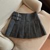 Pu Leder Mini Röcke Frauen Streetwear Hohe Taille Faltenrock Vintage Koreanische Schwarz Slim Casual A Linie Röcke