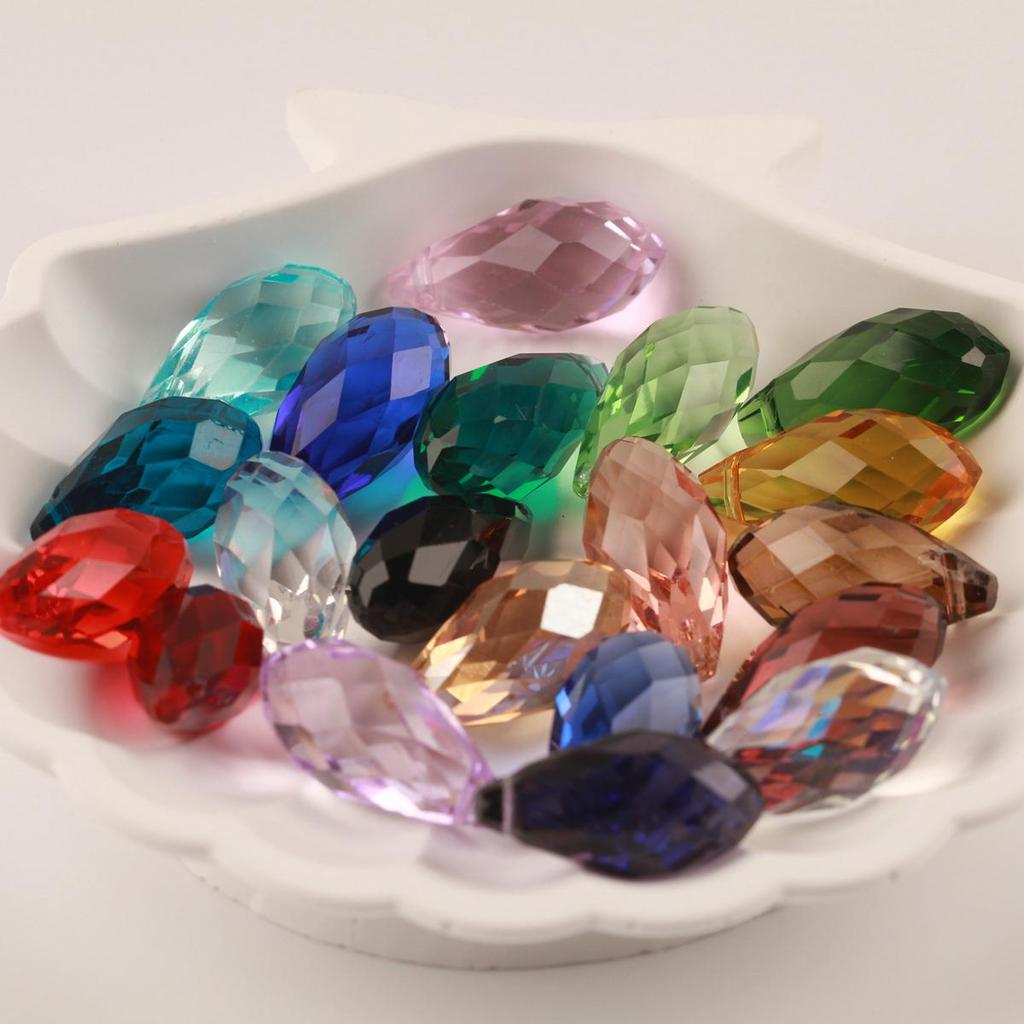 10pcs Teardrop Faceted Crystal Glass Beads Loose 12x25mm Drilled Pendant Drops  Crafts Beads for DIY Jewelry Making  Accessories