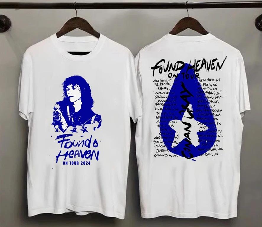 VTG Conan Gray White Found Heaven On Tour 2024 Dateback Shirt S-5XL Unisex T-Shirt XXL