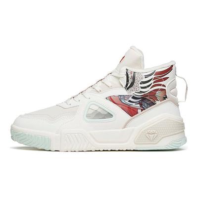 Life Collection Slip Resistant Abrasion Resistant High Top Skateboard Shoes Women's White Red 122148902-3