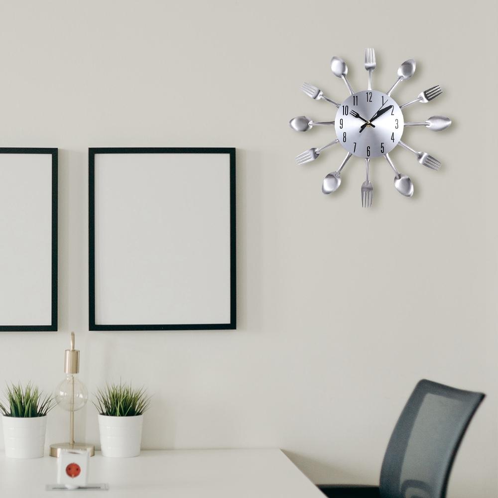 3D Cutlery Wall Clock Modern Metal Clock Household Decoration Decorative Horloge  Kitchen