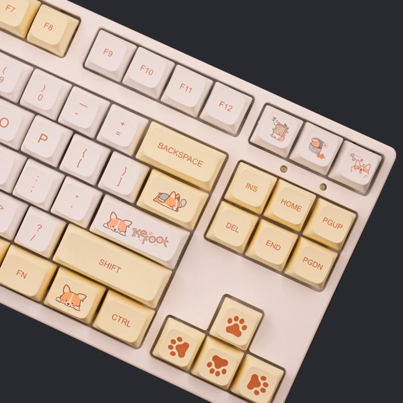 138 Keys PBT Keycaps DA Profile DYE SUB Personalized Cute Corgi Theme Keycap For  MX H Mechanical Keyboard