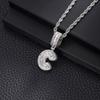 Collana con Ciondolo Lettera in Rame con Incastonatura in Zirconia Stile Hip Hop Alfabeto Iniziale Charms Donna Uomo Gioielli Trendy