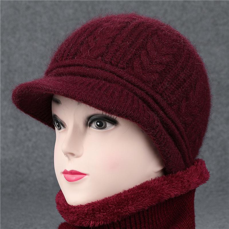 Duck Tongue Elderly Hat Granny Autumn Winter Rabbit Woolen Hat Knitted Warm Pot Hat Middle aged Mother with Velvet