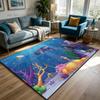 3D Ocean World Living Room Carpet Cute Lounge Décor Machine Washable Non-slip Lounge Rug Soft Fluffy Bedroom Bedside Mat Custom
