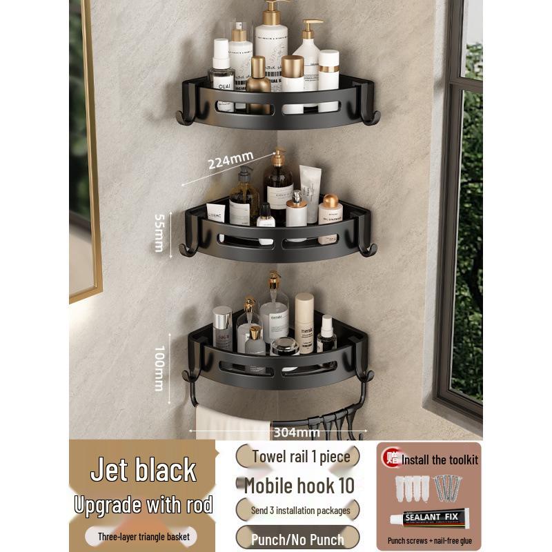 Punch-Free Wall-Mounted Bathroom Shower Corner Shelf