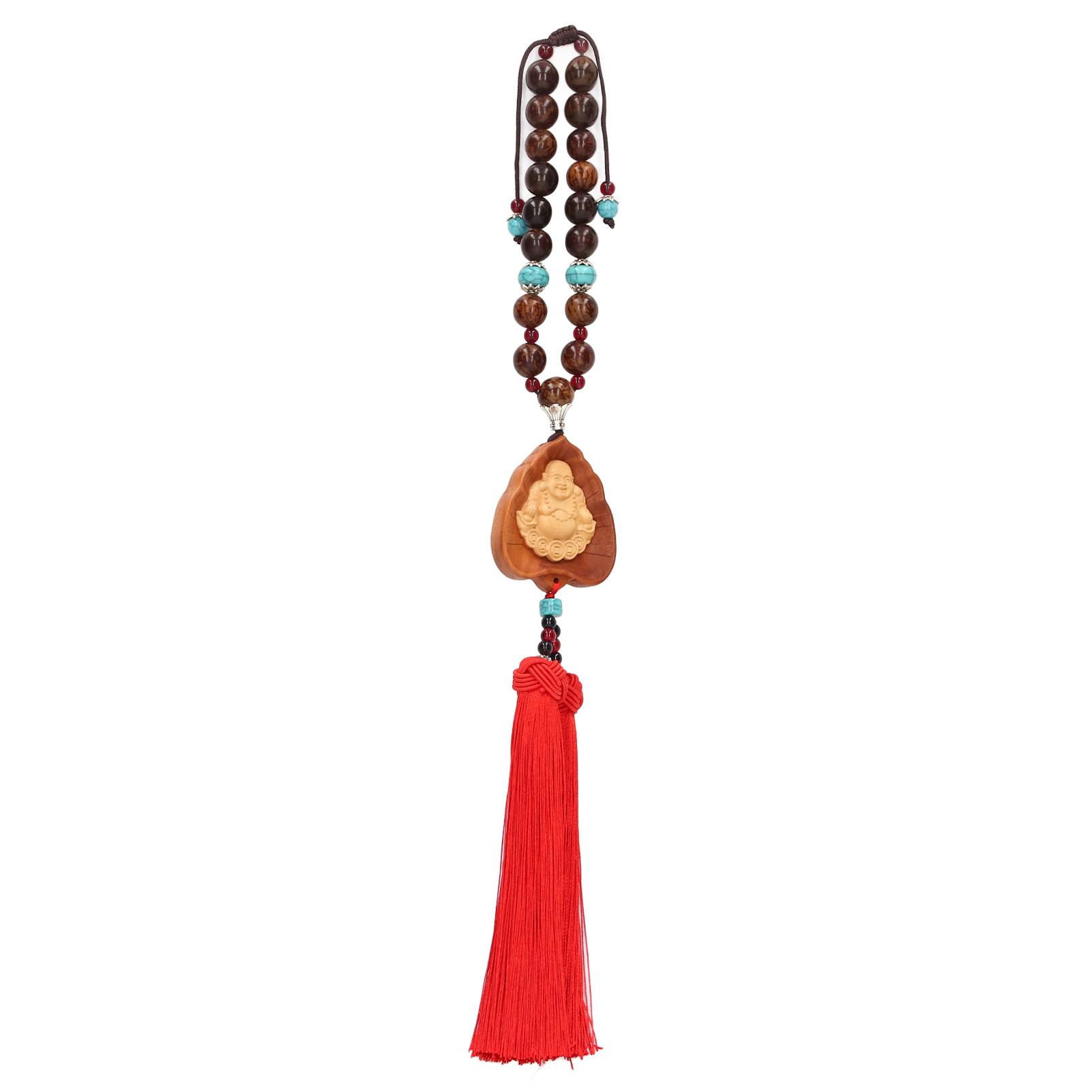 

Buddhist Car Pendant Double Tassel Design Boxwood Buddha Decor Safe Auspicious Pendant for Cars