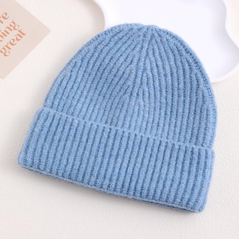 Solid Color Wool Hat Autumn and Winter Thickened Warm Knitted Hat Fashionable Versatile Cold Hat Simple Pullover Brimless Warm Hat