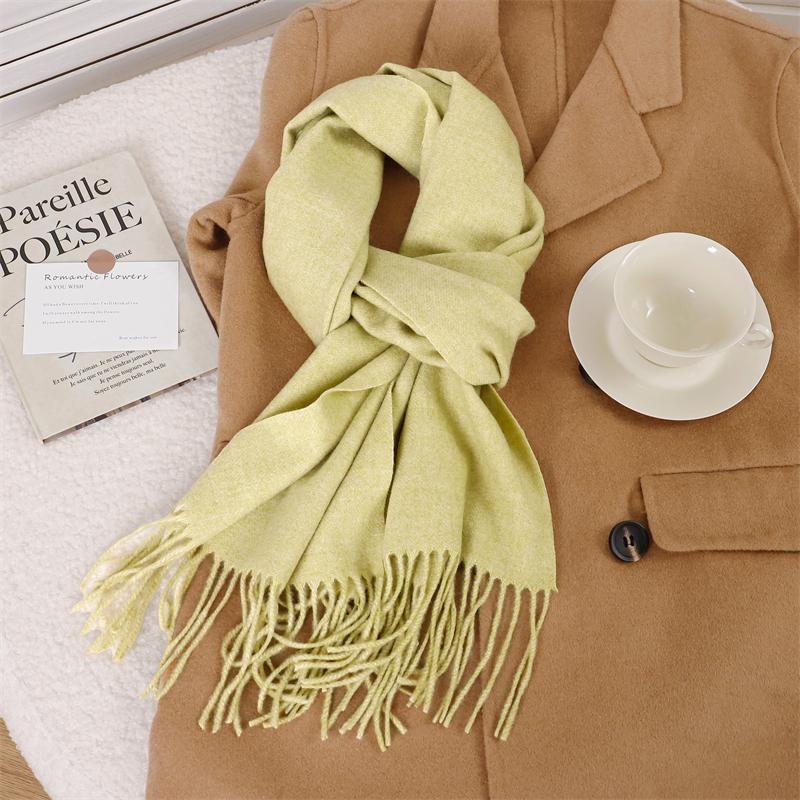 30*180cm Korea Styles Solid Color Cashmere Winter Warm Women Scarf Thicken Shawl Tassels Pashmina Hijab Wrap Windproof Foulard