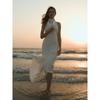 Summer New Satin Halter Dress Women's Sexy V-neck Backless Slim Fit Long Maxi Dress European American Crossbody Women's Clothing