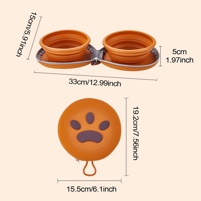 foldable Travel Dog Bowl Foldable Silicone Puppy Feeder Portable 2-in-1 Leak-Proof Lightweight Folding Silicone Dog Feeding Bowl