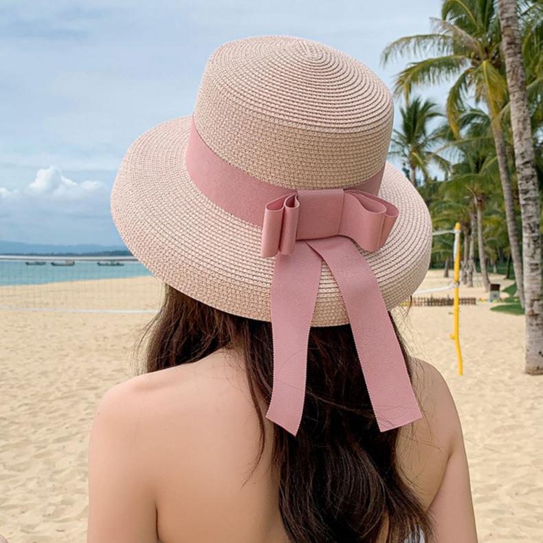 Hepburn Straw Hat Sunshade Sunscreen Seaside Beach Hat Women'S Spring And Summer Big Edge Sun Hat Ins Wind Wide Brim Big Brim