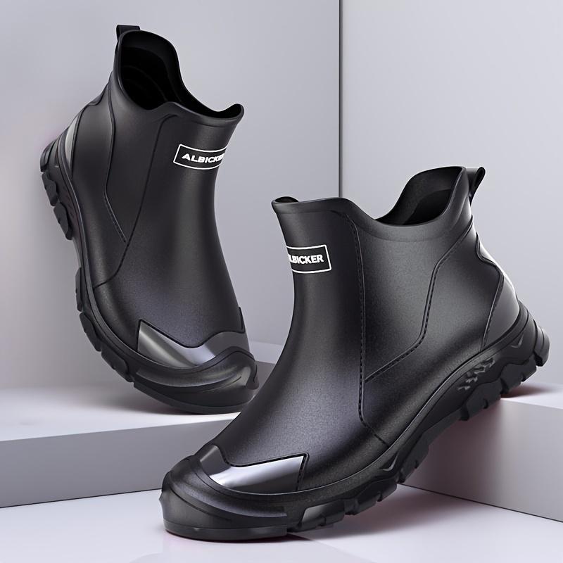 Men's Slip-On Waterproof Rain Boots with Non-Slip Durable Design