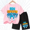 Nuova T-shirt Estiva Fresca per Bambini con Stampa Numero Sei Sette (67) 3-12 Anni Abbigliamento Cartone Animato Manica Corta + Pantaloncini Set Sportivo Casual per Ragazzi e Ragazze