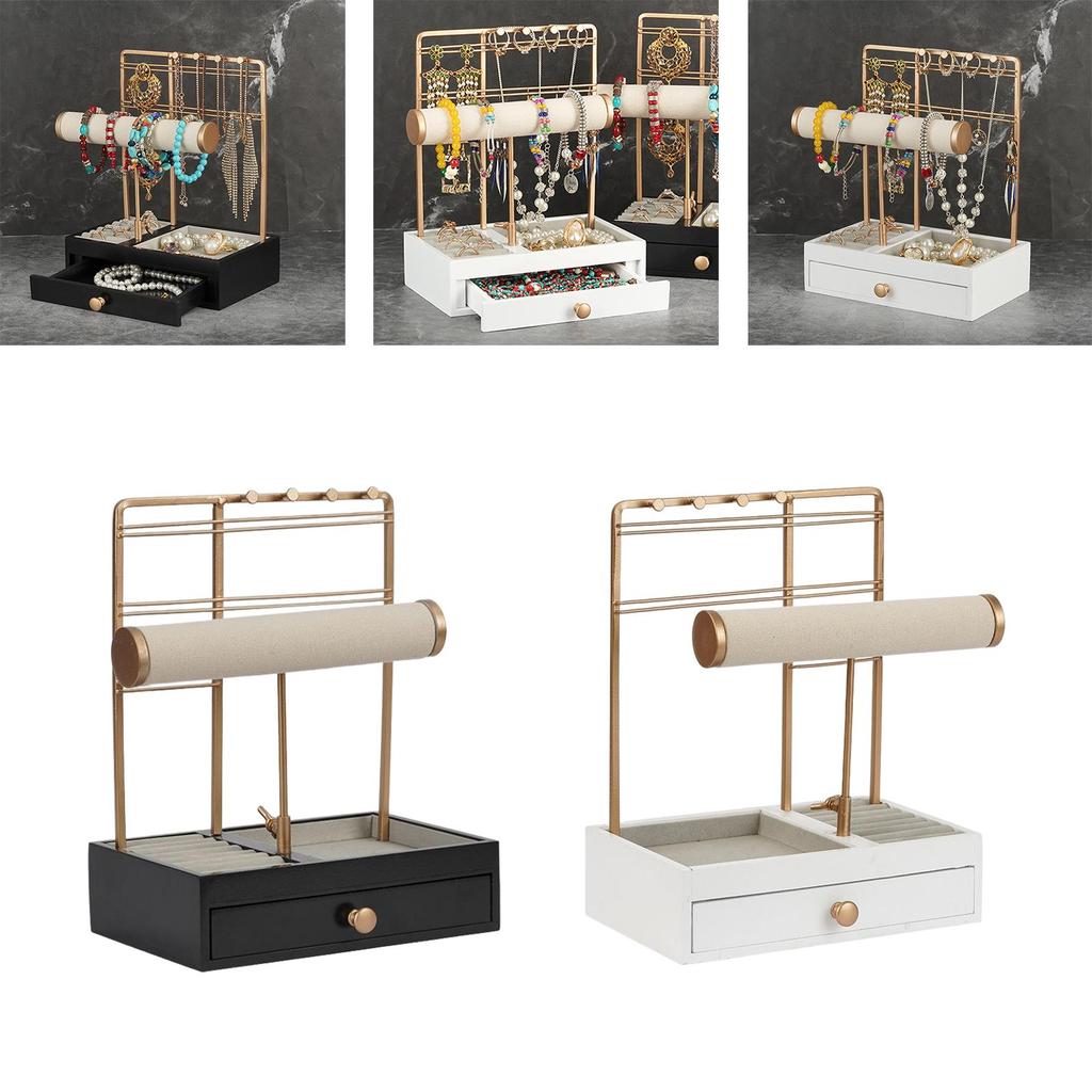 Jewelry Organizer Stand, Drawer , Holder for Necklace Bracelet Earring Black