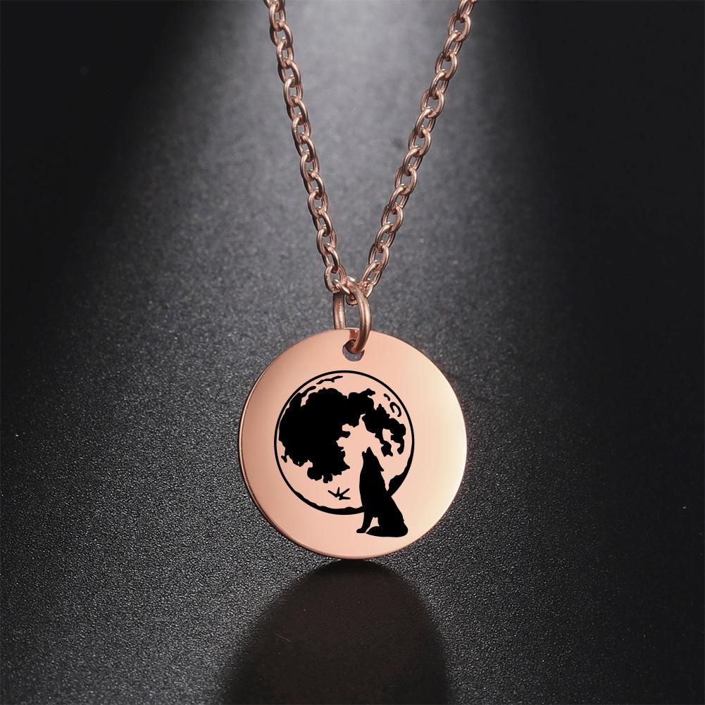 My Shape Wolf Necklace for Women Girls Animal Moon Silver Color Stainless Steel Necklaces Choker Link Chain Fashion Jewelry Gift