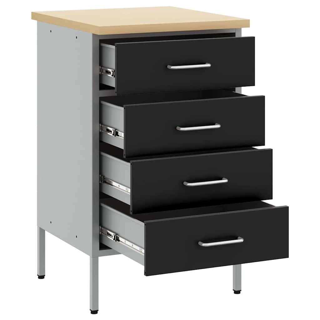 Workbench with Drawers Black and Gray 50 x 55 x 85 cm