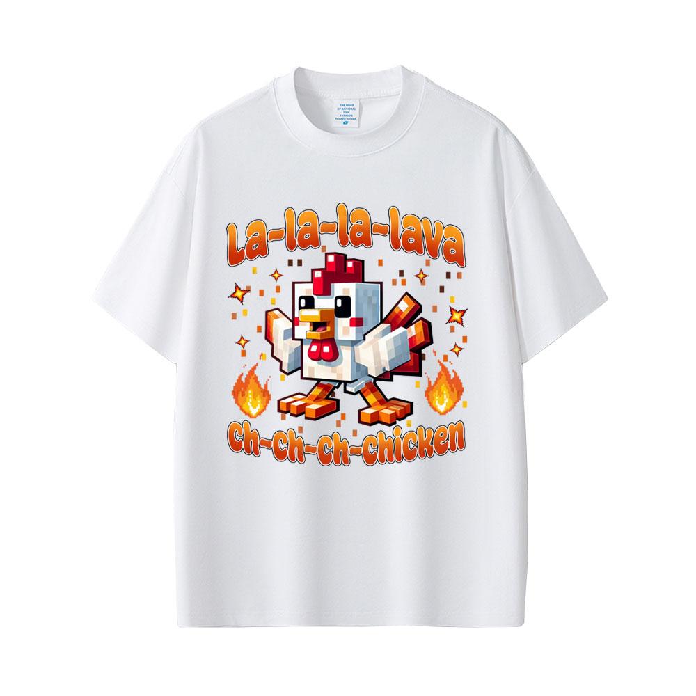  Summer Fashion Lava Chicken Movie Funny Men Women Harajuku Cartoon Short Sleeve T-shirt 100% Pure Cotton Printed T-shirt
