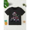 European sizes Christmas Kids Christmas Dinosaur - New Print Crew Neck - Casual T-Shirt Pullover - Short Sleeve Cute Boys Children