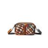Genuine Leather Woven Color-blocked Camera Bag Large Capacity Multi-slot Single-shoulder Crossbody Bag