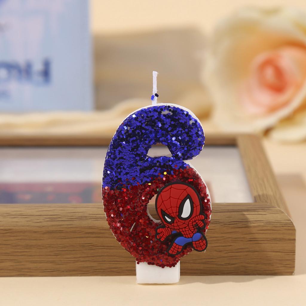 Superhero SpiderMan Enjoyable Figure Candle Adorable Cartoon Print 0-9 Celebration Birth Date Candle Cake Decoration Children Celebration Present