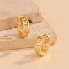 Vintage Geometry Mesh Pattern Hoop Earrings Copper Golden Plated Jewelry Simple Suitable For Women Daily Casual