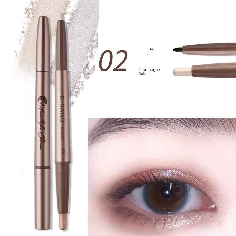 South Korea Counter 4D Eye Shadow Pen Female Dual Head Dual-Use Waterproof and Durable Champagne Highlight Highlight Outline Concealer Pen