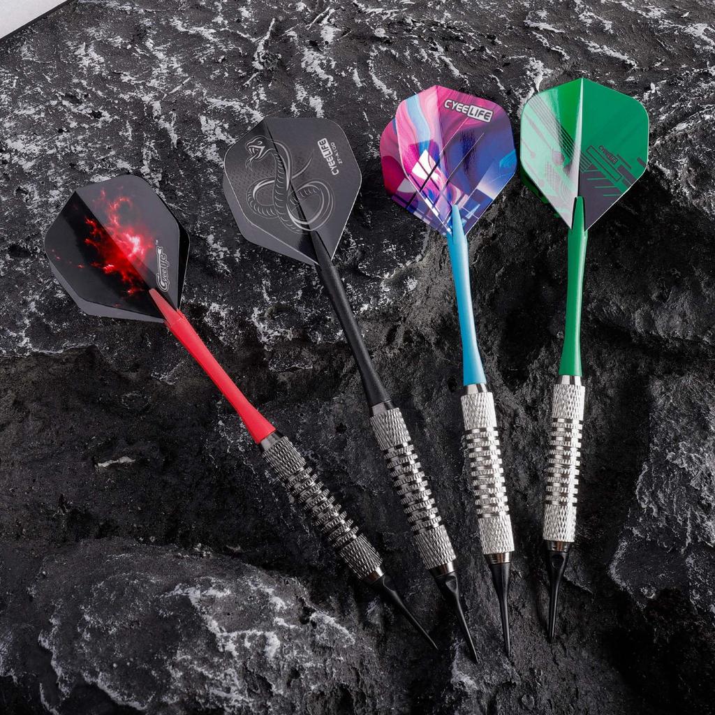 CyeeLife Plastic Tip Darts, 18-piece Set for Electronic Dartboards, Professional Soft Tip Darts