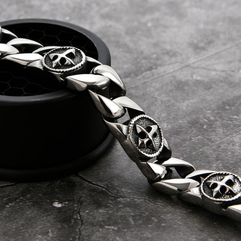Mens Titanium Steel Cross Bracelet Vintage Style Geometric Design Cast Crafted Gift Occasions