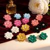 Retro double-layer handmade flower stud earrings personalized fashion three-dimensional petal temperament versatile small fresh earrings women