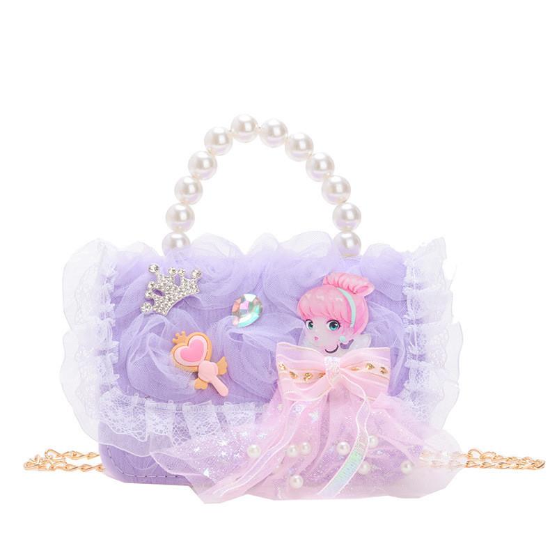 Chain Fashionable Pvc Bag For Children With Adorable Bowknot And Breathable Lining